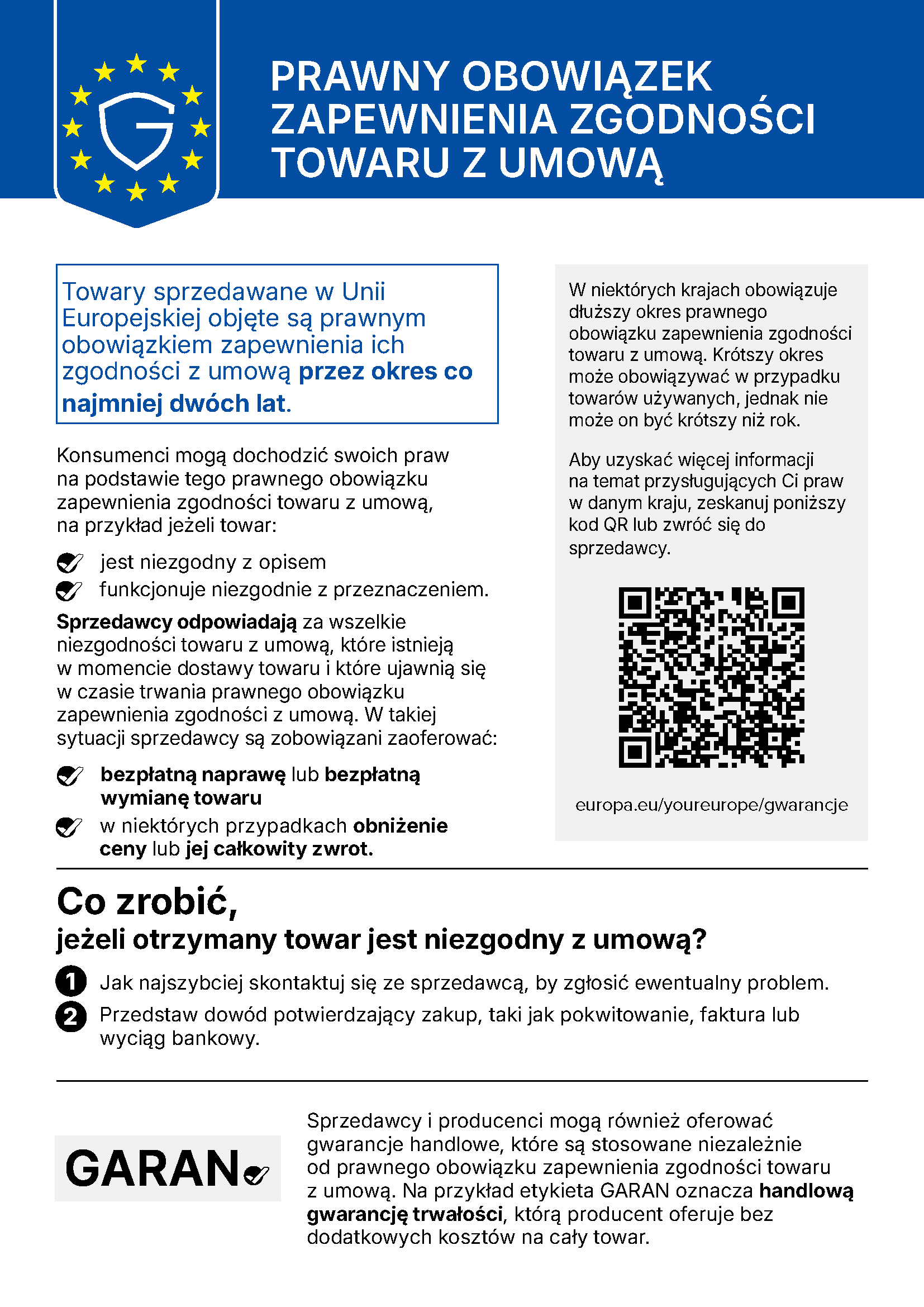 Etykieta dotycząca rękojmi