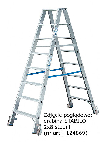 KRAUSE STABILO Drabina dwustronna z rolkami 2x8 stopni