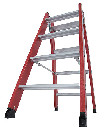 KRAUSE drabina dwustronna z podłużnicami z tworzywa sztucznego 2x4 stopnie