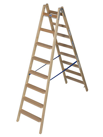 KRAUSE STABILO drabina drewniana dwustronna ze stopniami/szczeblami 2x8
