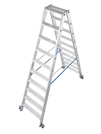 KRAUSE STABILO Drabina dwustronna z rolkami 2x10 stopni