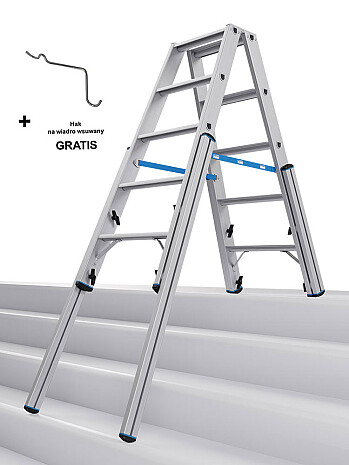 KRAUSE Stabilo teleskopowa drabina na schody, dwustronna 2x5 stopni
