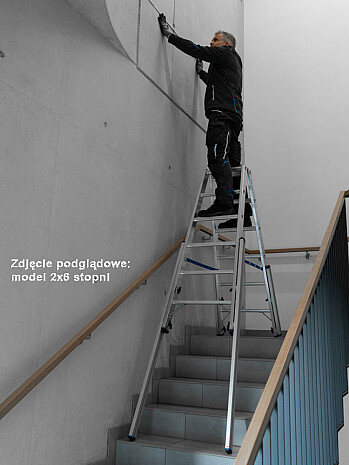 KRAUSE Stabilo teleskopowa drabina na schody, dwustronna 2x6 stopni