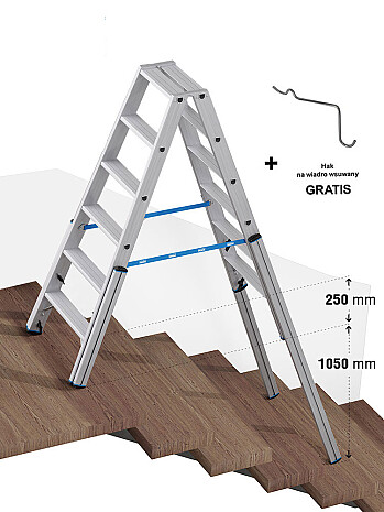 KRAUSE Stabilo teleskopowa drabina na schody, dwustronna 2x6 stopni