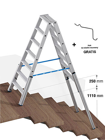 KRAUSE Stabilo teleskopowa drabina na schody, dwustronna 2x7 stopni