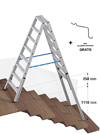 KRAUSE Stabilo teleskopowa drabina na schody, dwustronna 2x8 stopni