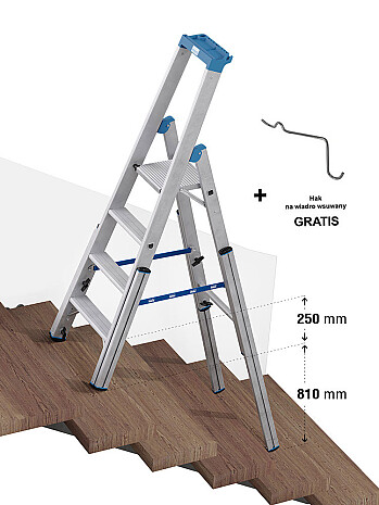 KRAUSE Stabilo teleskopowa drabina na schody, wolnostojąca jednostronna 4 stopniowa