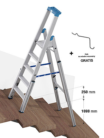 KRAUSE Stabilo teleskopowa drabina na schody, wolnostojąca jednostronna 5 stopniowa