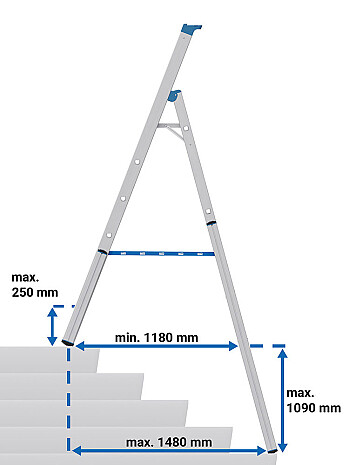 KRAUSE Stabilo teleskopowa drabina na schody, wolnostojąca jednostronna 6 stopniowa