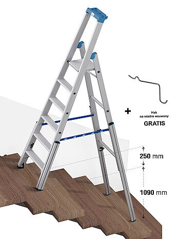 KRAUSE Stabilo teleskopowa drabina na schody, wolnostojąca jednostronna 6 stopniowa