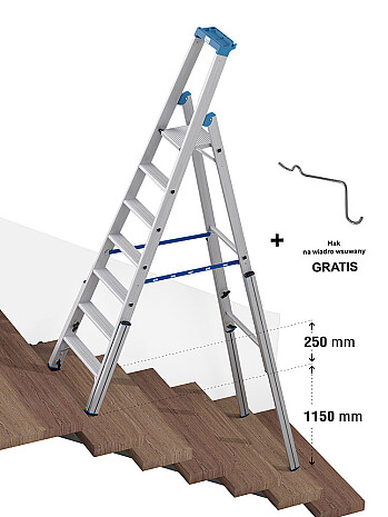 KRAUSE Stabilo teleskopowa drabina na schody, wolnostojąca jednostronna 7 stopniowa