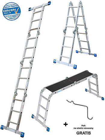 KRAUSE Stabilo uniwersalna drabina przegubowa z platformą 4x3 szczeble