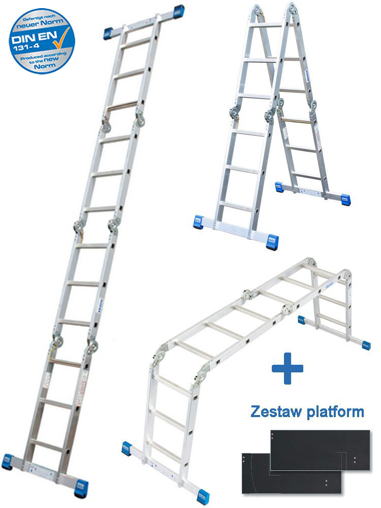 KRAUSE Stabilo uniwersalna drabina przegubowa z platformą 4x3 szczeble