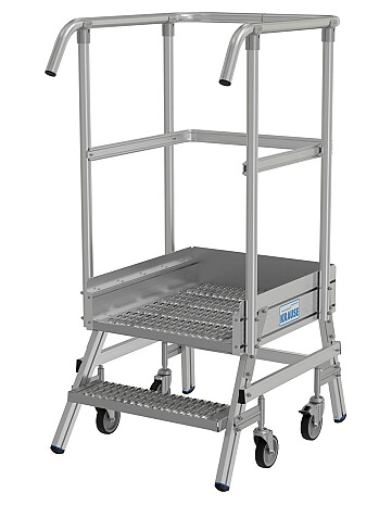 KRAUSE Podest jezdny 2 stopniowy z jednostronnym wejściem, stopniami z kraty o klasie poślizgu R13