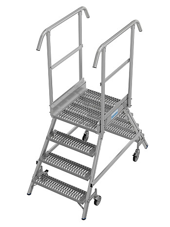 KRAUSE Podest jezdny 2x4 stopnie z dwustronnym wejściem i stopniami z kraty o klasie poślizgu R13