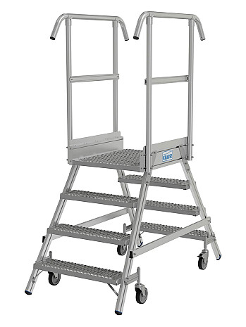 KRAUSE Podest jezdny 2x4 stopnie z dwustronnym wejściem i stopniami z kraty o klasie poślizgu R13