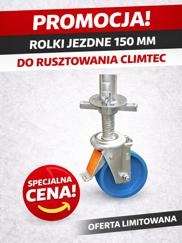 Oferta miesiąca! KRAUSE Rolka jezdna 150 mm z regulacją wysokości do rusztowania ClimTec (sztuka) 